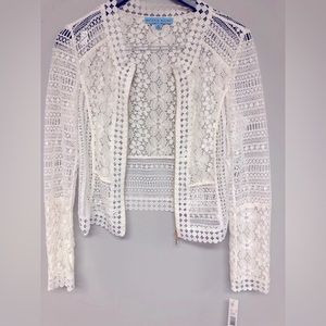 Antonio melani lace eyelet bomber jacket